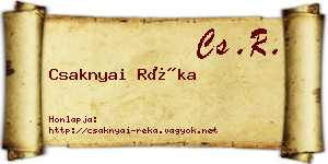 Csaknyai Réka névjegykártya